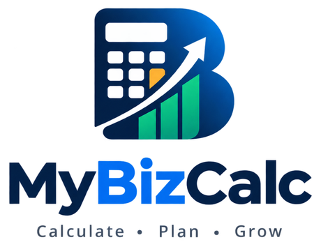 MyBizCalc logo: Calculate, Plan, Grow